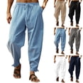 thumbnail image 1 of Men's Elastic Solid Cotton Casual Pants Loose Breathable Comfort Fit, 1 of 5