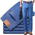 thumbnail image 1 of Men's Elastic Ultra-Thin Jeans Breathable Straight Leg Business Casual Jeans, 1 of 7