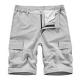 thumbnail image 1 of Men's Elastic Waist Button Zip Cargo Shorts Multi Pockets Work Short Pants Plus Size Gray,3XL, 1 of 6