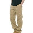 thumbnail image 1 of Men's Elastic Waist Cotton Ripstop Cargo Pants,Casual Relaxed Fit Lightweight Workwear Pull On Pants with Multi Pockets Size M-5XL Khaki, 1 of 8