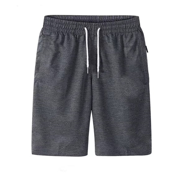Men's Elastic Waist Drawstring Athletic Shorts - Casual Cotton Blend Sweat Shorts with Zipper Pockets for Gym & Daily Wear