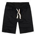 thumbnail image 1 of Men's Elastic Waist Drawstring Shorts Cotton Linen Shorts Summer Beach Shorts Casual Shorts with Pockets, 1 of 6