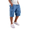 thumbnail image 1 of Men's Elastic Waist Drawstring Shorts Knee-Length Solid Cargo Shorts with Cargo Pockets Relaxed Fit Soft Breathable Summer Bottoms for Outdoor Work and Casual Daily Wear Sky Blue L, 1 of 8