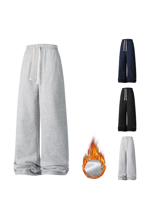 Men's Elastic Waist Drawstring Straight Leg Pants, Trousers & Joggers, Fleece Lined Thermal Winter Warm, Casual Daily, Gym Workout, Hiking, Outdoor Essentials | HAODEJW,Black 2XL