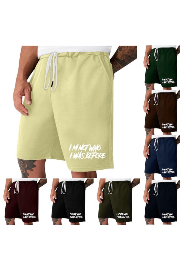 Men's Elastic Waist Lace-Up Shorts, Fitness Pants & Joggers, Quick Dry Breathable Workout Gear for Gym, Running, Casual Daily Wear, Activewear Essentials | HAODEJW,Army Green L