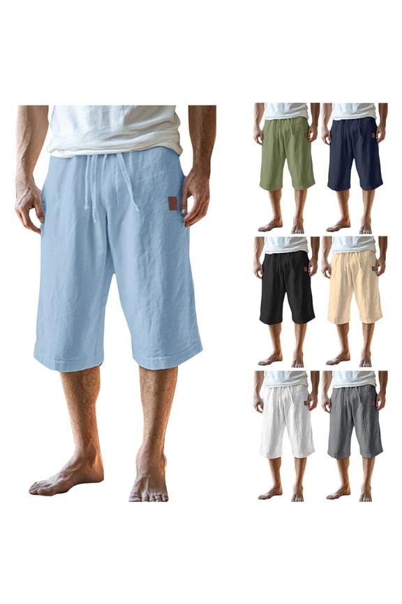 Men's Elastic Waist Lace Up Shorts Pants Bottoms for Fitness Exercise Home Workout Casual Daily Wear Comfortable Fit | Ihhxva,White 2XL