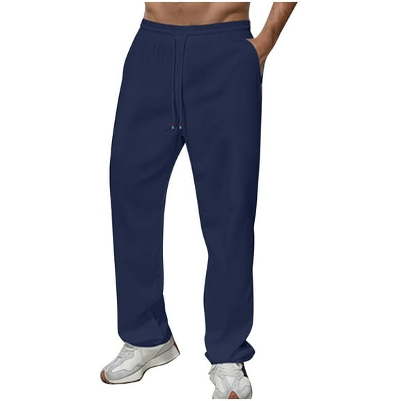 Men's Elastic Waist Sport Pants Lightweight Relaxed Fit Jogger Pants Soft Solid Color Wide Leg Pants