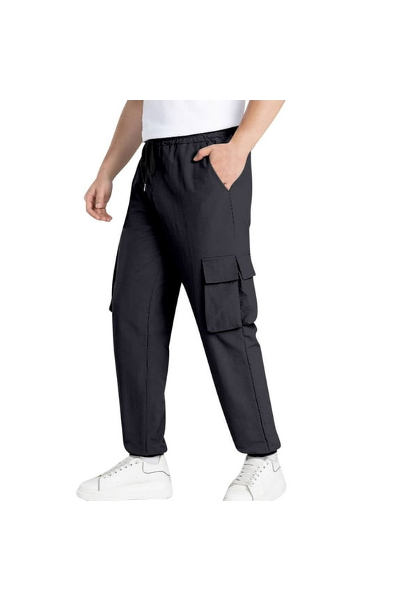 Men's Elastic Work Pants with Pockets for Outdoor Activities, Quick-Dry Breathable Casual Jogging and Hiking Pants