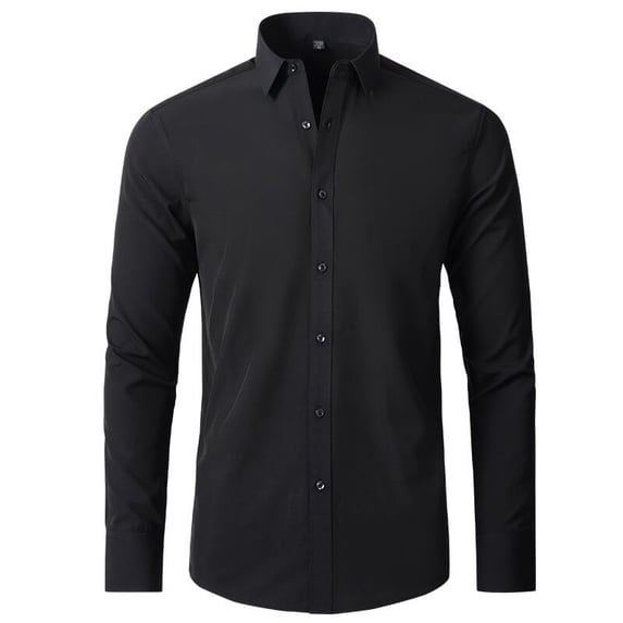 Men's Elastic Wrinkle Resistant Solid Color Minimalist Business Shirt