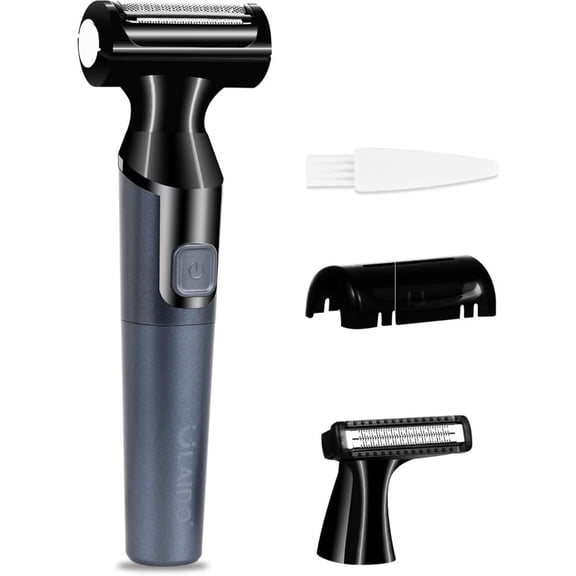 Men's Electric Body Hair Trimmer - Precision Groomer for Groin and Sensitive Areas with Replacement Foil Heads