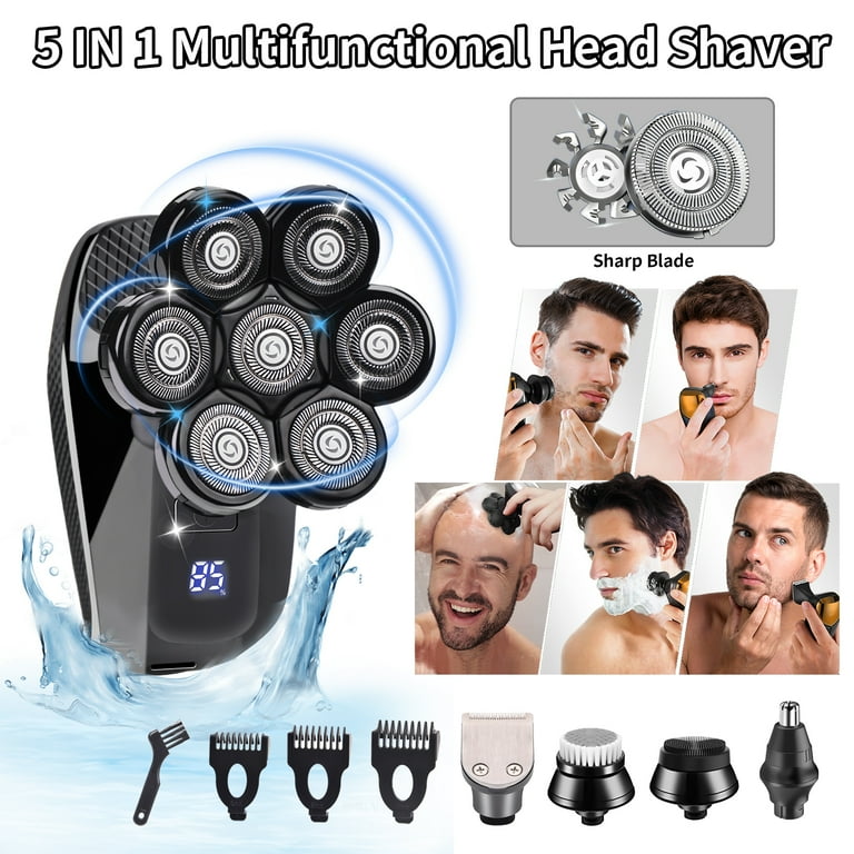 Men's Electric Shaver, 7D Razor Bald Razor 5-in-1 Wet & Dry Men's Electric Shaver, 7D Razor Bald Razor 5-in-1 Wet & Dry
