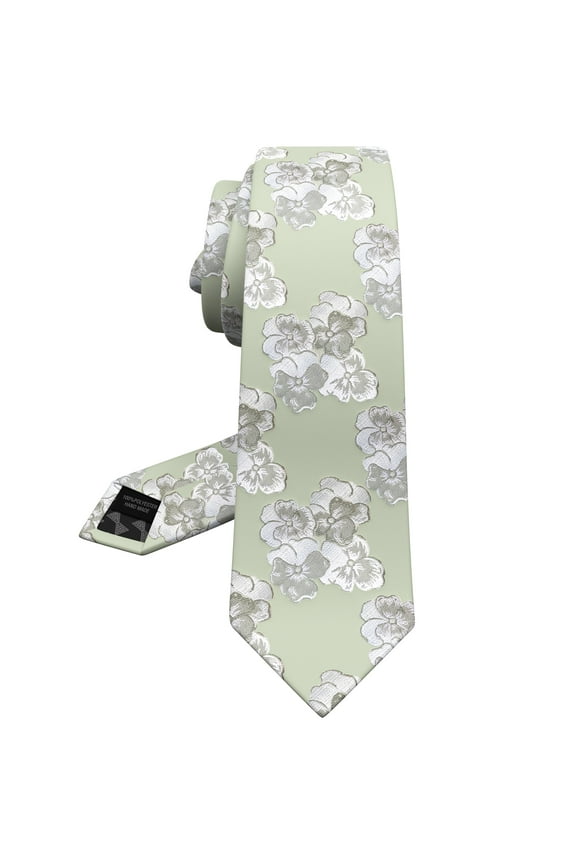 Men's Elegant Pink Wedding Ties: Floral, Skinny & Cravat Neckties for Groom, Father, and Groomsman - Perfect for Weddings in Green Fern Color, by Bow Tie House (Sage Green, Slim 2.35")