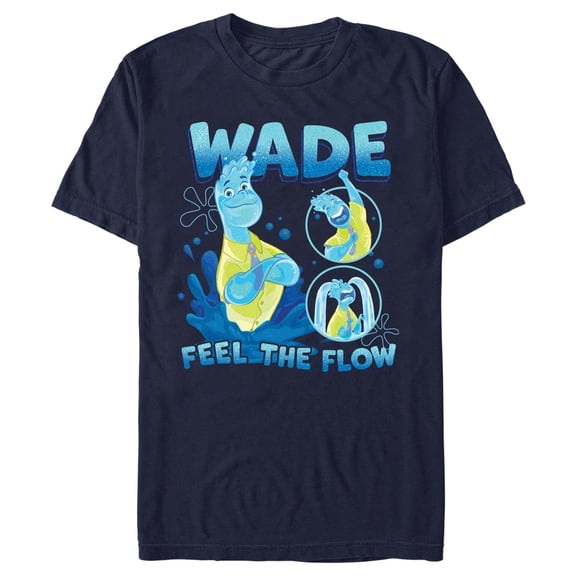Men's Elemental Wade Feel the Flow Poster Graphic Tee Navy Blue X Large
