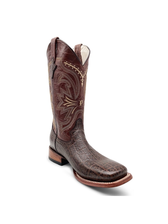 Men’s Elephant Print Western Cowboy Boots Square Toe