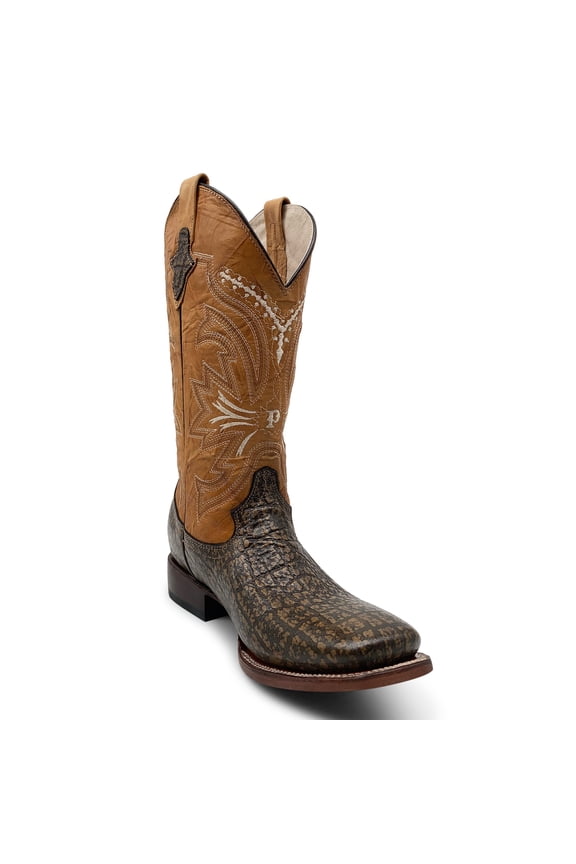 Men’s Elephant Print Western Cowboy Boots Square Toe