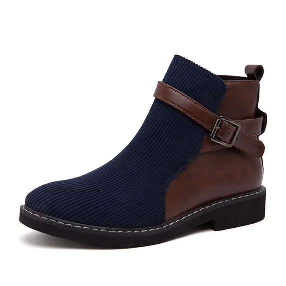 Men’s Elevator Ankle Boots 2.4” Hidden Height Boost, Corduroy Knit & PU Leather Slip-On Boots, Non-Slip Casual Winter Shoes for Men, US 6-12