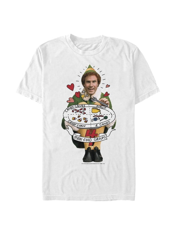 Men's Elf Buddy Cartoon Food Groups Graphic T-Shirt