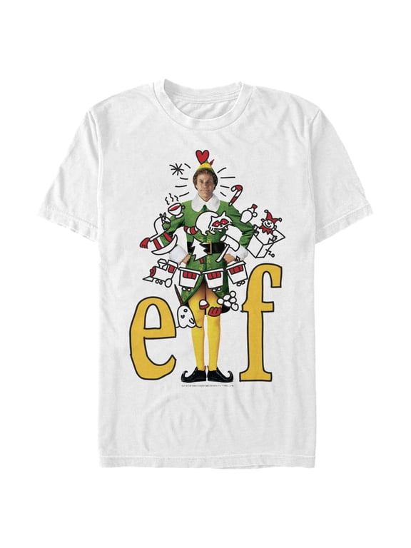 Men's Elf Buddy Christmas Doodles Graphic T-Shirt