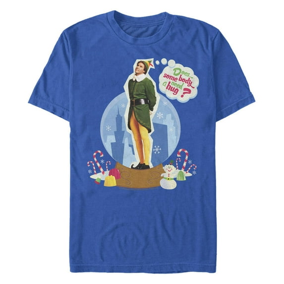 Men's Elf Buddy Hug Snow Globe Graphic T-Shirt