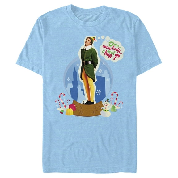 Men's Elf Buddy Hug Snow Globe  Graphic T-Shirt