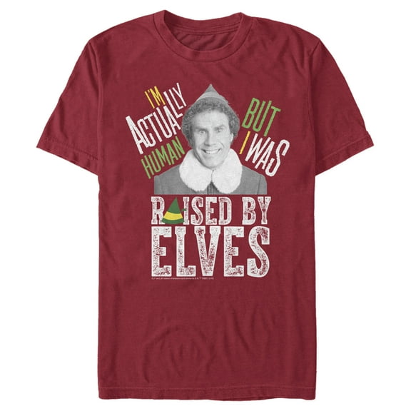 Men's Elf Buddy Human Raised By Elves  Graphic Tee Cardinal Medium