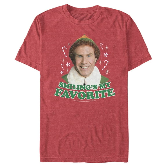 Men's Elf Buddy I Like to Smile  Graphic Tee Red Heather Large