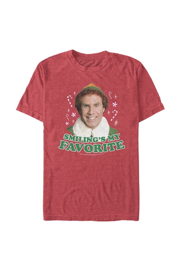 Men's Elf Buddy I Like to Smile Graphic Tee Red Heather Large