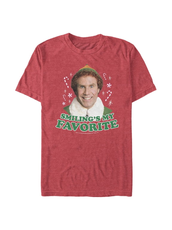 Men's Elf Buddy I Like to Smile Graphic Tee Red Heather Large