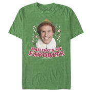 Men's Elf Buddy I Like to Smile Red Graphic Tee Kelly Heather X Large