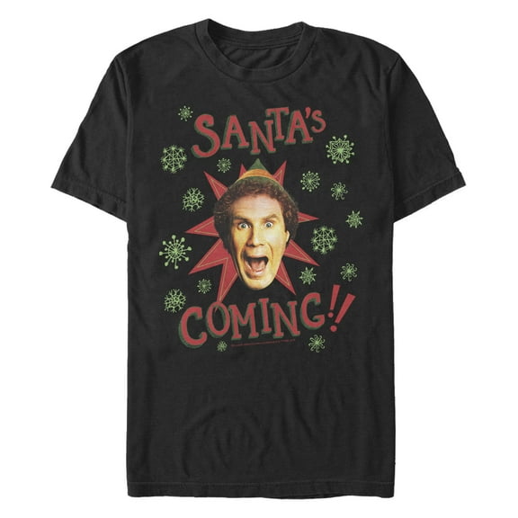 Men's Elf Buddy Santa's Coming  Graphic T-Shirt