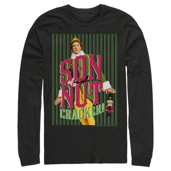 Men's Elf Buddy Son of a Nutcracker  Long Sleeve Shirt Black Medium