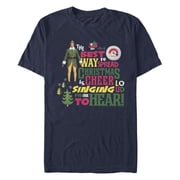 Mens Elf Christmas Cheer Loud Singing Graphic Tee Navy Blue 2X Large
