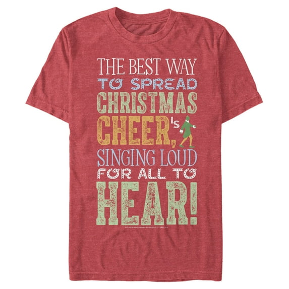 Men's Elf Christmas Sing For Cheer Quote Graphic Tee Red Heather X Large
