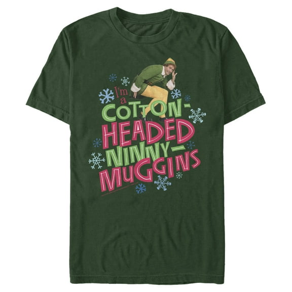 Men's Elf Cotton-Headed Ninny Muggins  Graphic Tee Dark Green Medium