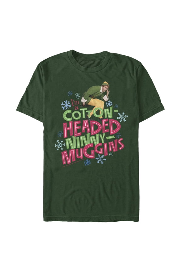 Men's Elf Cotton-Headed Ninny Muggins Graphic Tee Dark Green X Large