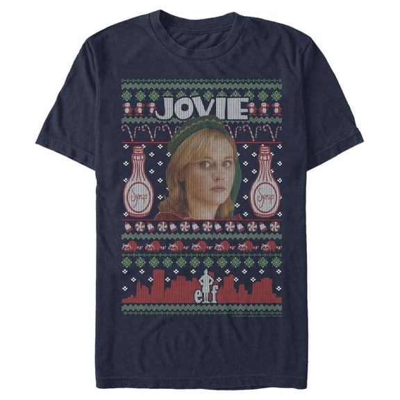 Men's Elf Jovie Ugly Christmas Sweater Print Graphic T-Shirt