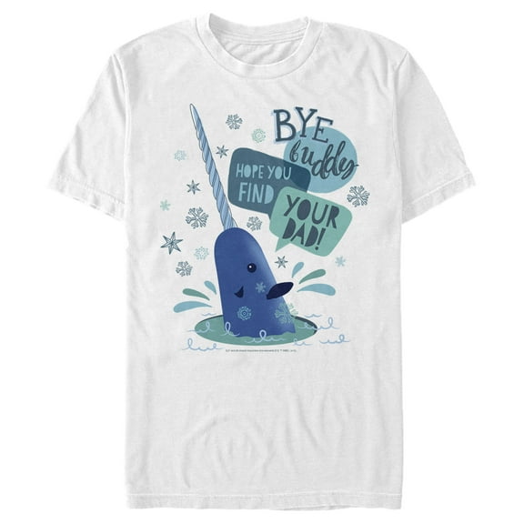 Men's Elf Narwhal I Hope You find Your Dad Text Poster  Graphic Tee White X Large