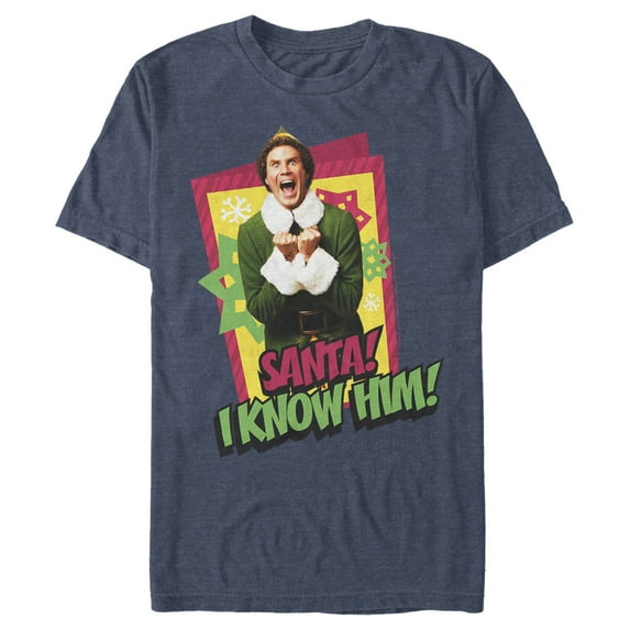 Men's Elf Santa I Know Him Quote Graphic T-Shirt