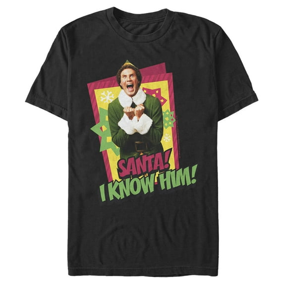 Men's Elf Santa I Know Him Quote Graphic Tee Black Small