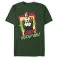 thumbnail image 1 of Men's Elf Santa I Know Him Quote Graphic Tee Dark Green Medium, 1 of 5