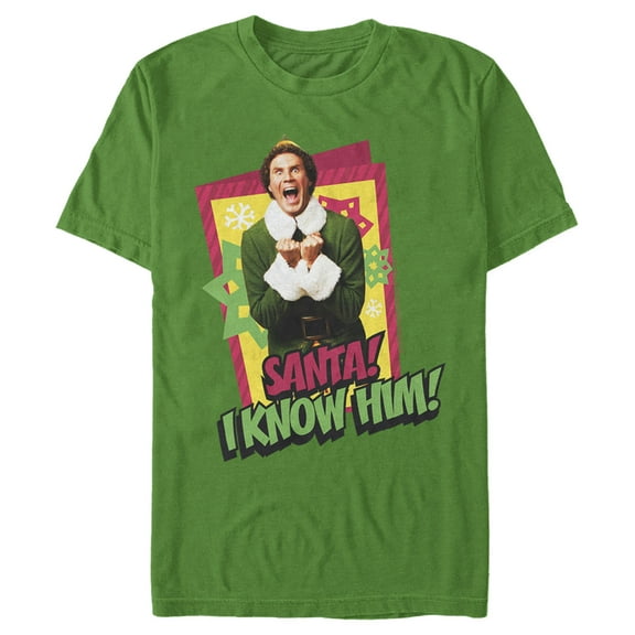Men's Elf Santa I Know Him Quote Graphic Tee Kelly Green 2X Large