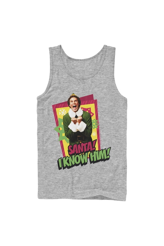 Men's Elf Santa I Know Him Quote Tank Top Athletic Heather 2X Large