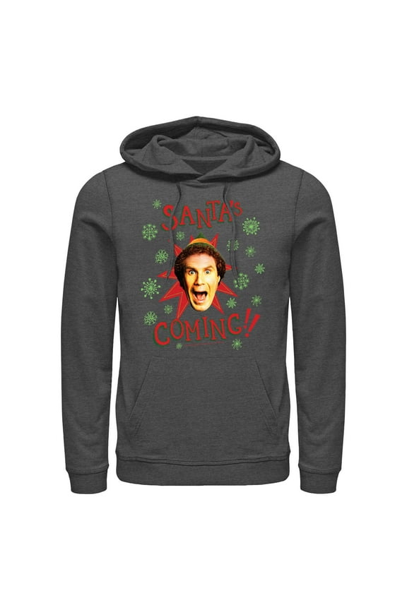 Men's Elf Santa's Coming Scream Pull Over Hoodie
