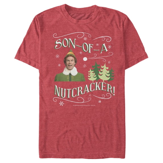 Men's Elf Son of a Nutcracker Graphic Tee Red Heather X Large