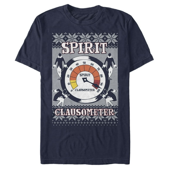 Men's Elf Spirit Clausometer Ugly Sweater Print  Graphic T-Shirt
