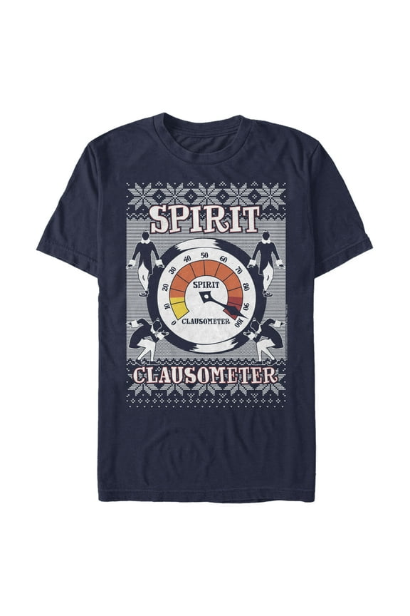 Men's Elf Spirit Clausometer Ugly Sweater Print Graphic T-Shirt