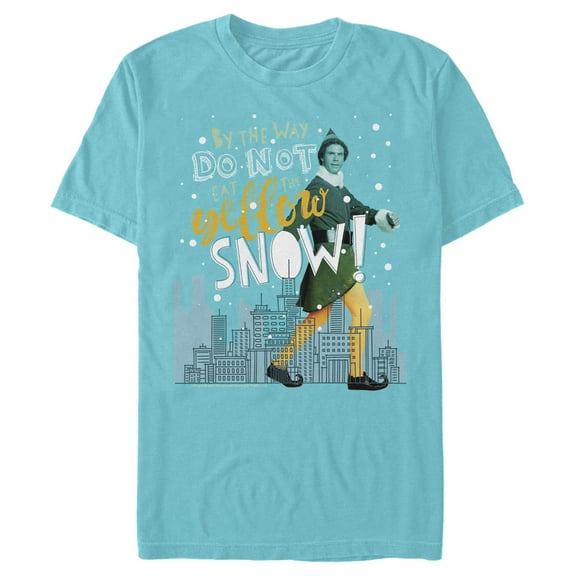 Men's Elf Yellow Snow Advice  Graphic Tee Tahiti Blue X Large
