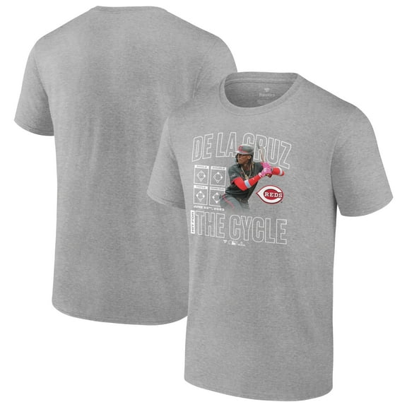 Men's Elly De La Cruz Heather Gray Cincinnati Reds Cycle T-Shirt