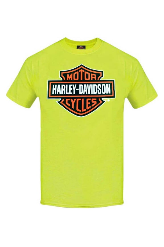 Men's Elongated Bar & Shield Safety Green T-Shirt. 30291737, Harley Davidson