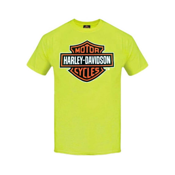 Men's Elongated Bar & Shield Safety Green T-Shirt. 30291737, Harley Davidson